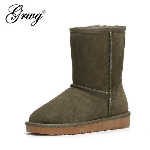 GRWG 100% Genuine Cowhide leather Snow boots women Top quality Australia Boots Winter Boots for women Warm Botas Mujer ► Photo 1/5