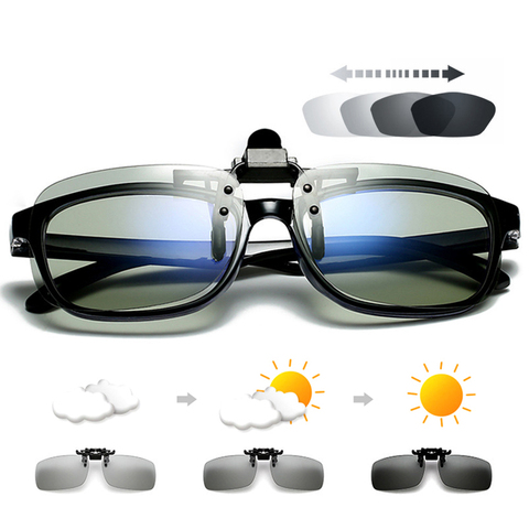 Polarized Square Fishing Flip Up Clip on Sunglasses Men Photochromic Aviation UV400 Sun Glasses for Night Vision Lens ► Photo 1/6
