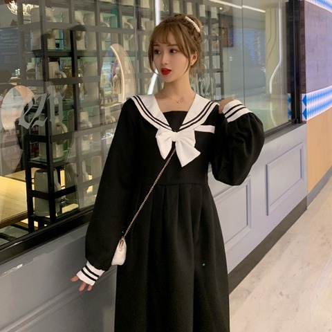 Summer Girl Navy Collar Japanese Style Long Sleeve Dress Women Sailor Jk Suit High School Uniform Kawaii Anime Cosplay Costumes ► Photo 1/6