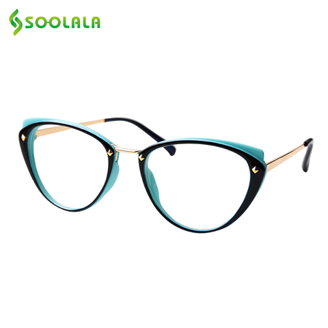 SOOLALA Anti Blue Light Cat Eye Alloy Reading Glasses Womens Clear Lens Eyewear Presbyopia Glasses 0.5 0.75 1.25 1.5 1.75 to 5.0 ► Photo 1/6