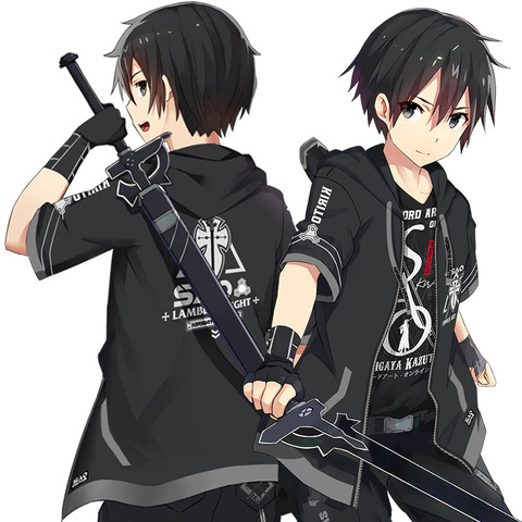 Japan Anime Sword Art Online Costume Kirito Cosplay Clothes Zipper Hooded Jacket Black T-shirt Men Women Uniform Party Black Top ► Photo 1/6