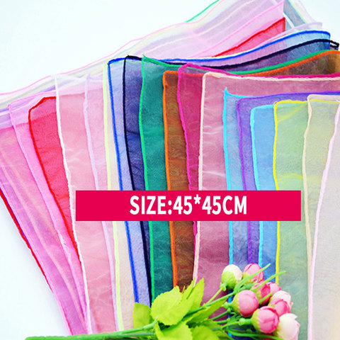 Kindergarten Performance Dance show silk scarf Candy-colored solid scarf Women Summer Spring Transparent Square Chiffon Scarves ► Photo 1/6