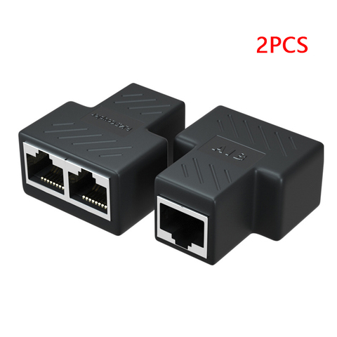 2pcs 1 to 2 Ways Ethernet RJ45 Female Cable Splitter Adapter Connector for Router PC Laptop IP Camera TV Box ► Photo 1/6