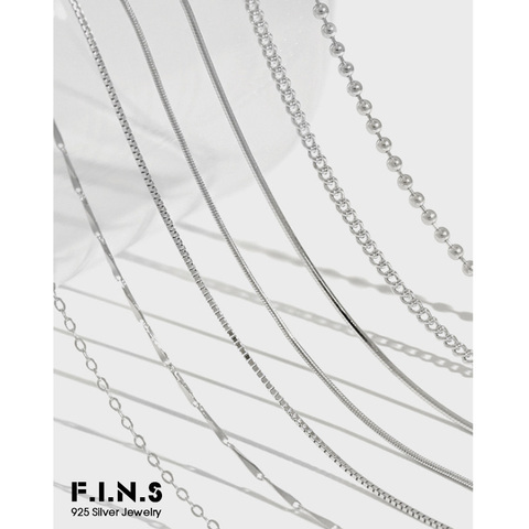 F.I.N.S 8 Styles 925 Sterling Silver Necklace Melon Seeds Chain Bead Chain 45cm Box Chain Long Necklace Silver 925 ► Photo 1/6