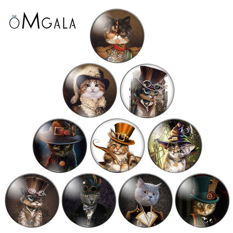 Fashion Steampunk Cats Paintings  8mm/10mm/12mm/18mm/20mm/25mm Round photo glass cabochon demo flat back Making findings ► Photo 1/6