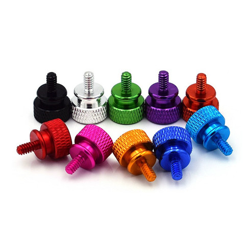 5PCS 6#-32*6.5/12 Aluminum Alloy Computer Case Side Panel Hard Disk Hand Screw Knurling Thumb Screws Color Nail ► Photo 1/3