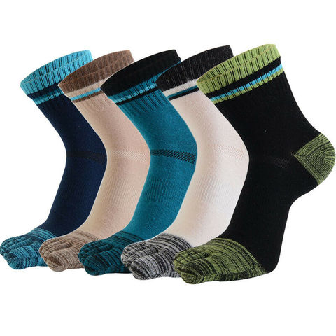 5 Pairs Men's Five Fingers Socks Boys Striped Cotton Mid Calf Casual Sports Crew Toe Socks for Women 5 Colors Unisex Hosiery Sox ► Photo 1/6