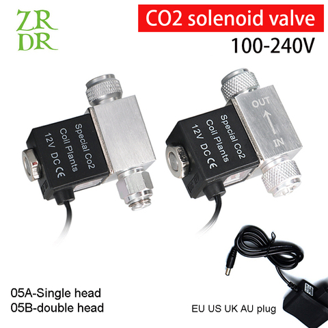ZRDR aquarium new CO2 solenoid valve AC100-240V input voltage single head double head solenoid valve Universal EditionDC12V ► Photo 1/6