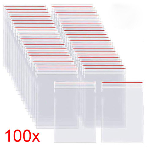 100pcs/pack Resealable Zip Lock Bags Self Seal Clear Plastic Poly  Bag Food Storage Package Reclosable Vacuum Fresh Bag ► Photo 1/6