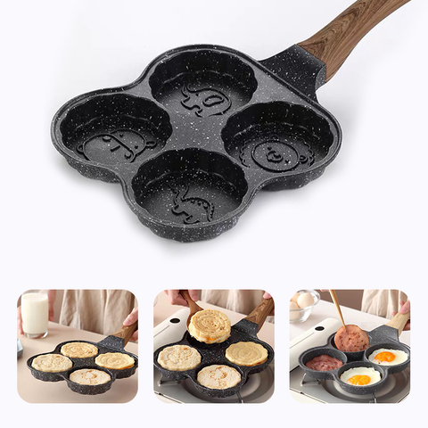 4 Hole Frying Pan Fried Egg Burger Pan Household Deepening Non-Stick Breakfast Pancake Maker Flat Bottom Omelette Pan Mold ► Photo 1/6