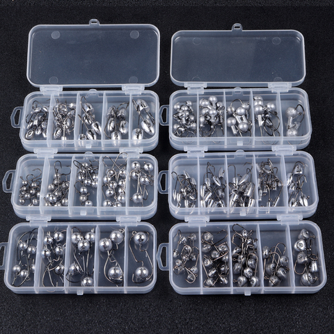 1Box Mixed Weight Jig Head Hook Set Exposed Lead Jig Hooks Crank Jig Head Hook for Carp Fishing Lure Soft Worm ► Photo 1/6