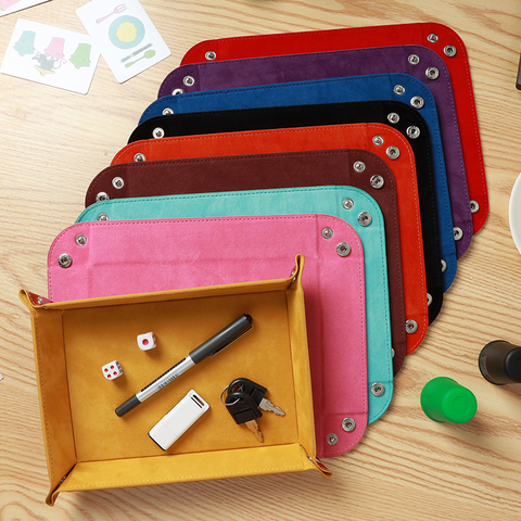 9 Colors Folding Quadrilateral Dice Tray PU Leather Dice Tray Box Dice Games Dice Storage Box Table Board Games ► Photo 1/6