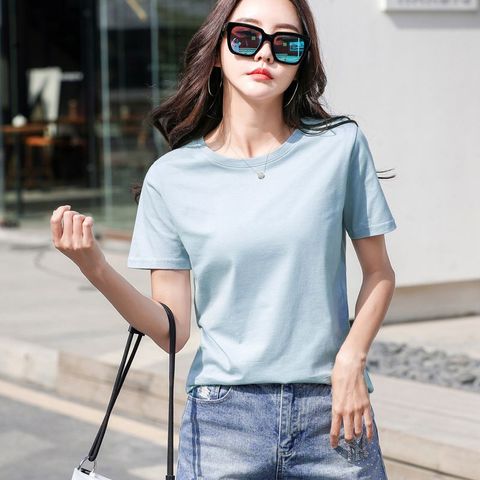 GIGOGOU 98% Cotton Women T Shirt S-3XL Solid O Neck T-shirt 2022 Summer Short Sleeve Chic Girl Tshirt Black White Tee Shirts Top ► Photo 1/6
