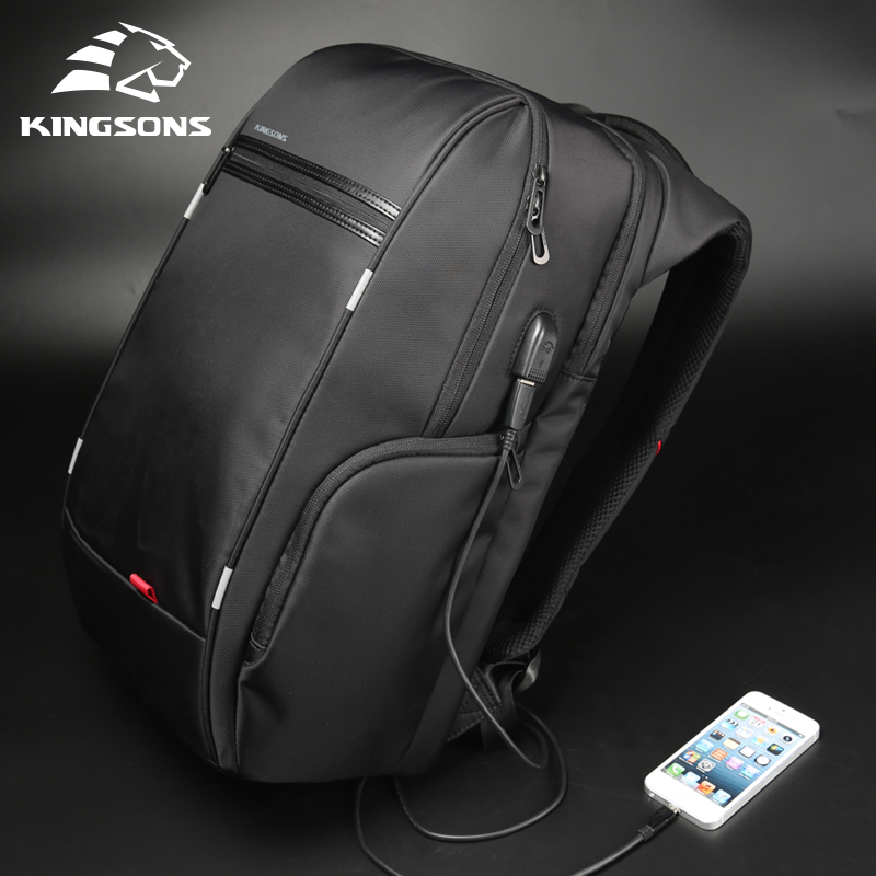 Kingsons Men Backpacks 15'' 17'' Laptop Backpack USB Charger Bag Anti-theft  Backpack for Teenager Fashion Male Travel