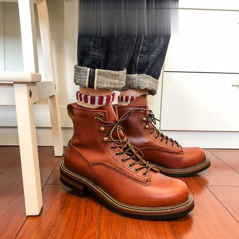 U1 Super Quality Handmade Cowhide Genuine Leather American Style Work Boots ► Photo 1/6