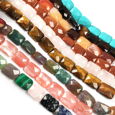 Natural Stone Faceted Square shape Beading Agates crystal Scattered beads For jewelry making DIY Necklace Bracelet Accessories ► Photo 1/4