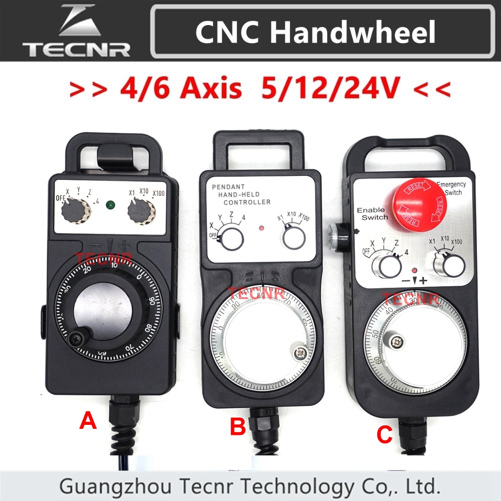 【EU】4 Axis MPG Hand Wheel Universal Pendant Handwheel with Emergency Stop CNC 