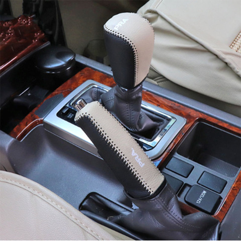 PU Leather Gear Shift Knob Hand Brake Cover For Toyota Land Cruiser Prado FJ 150 2010   2014 2015 2016 2017 2022 Gear Trim Cover ► Photo 1/6