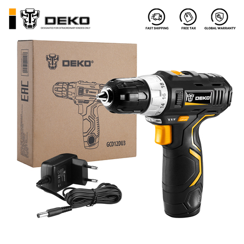 DEKO GCD12DU3 12-Volt Max Lithium-Ion Battery 32N.m 2-Speed Electric Cordless Drill Mini Drill Screwdriver Wireless Power Driver ► Photo 1/6