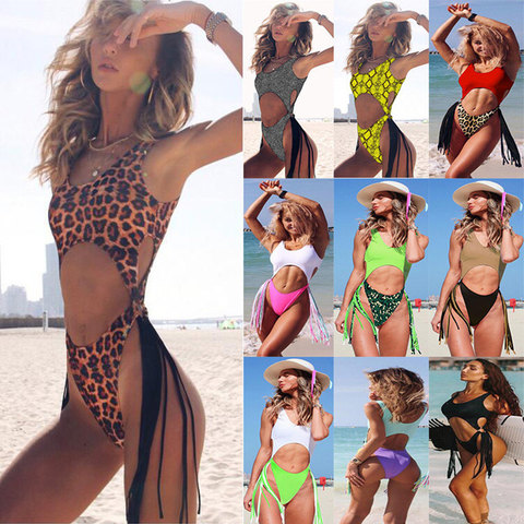 High Waist Bikini Set 2022 Swimsuit Leopard Bathing Suit Tassel Swimwear Fashion Sexy Underwear Bra Biquini Brasileiro ► Photo 1/6