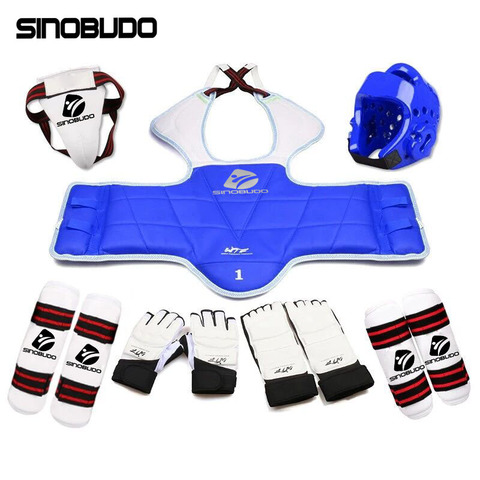 Adults Children Karate Chest Leg Protector Set WTF Palm Gloves Taekwondo Helmet Kids MMA Jockstrap Body Guard Sparring Equipment ► Photo 1/6