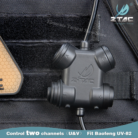 Z-TAC  Tactical PTT SILYNX CLARUS PTT For Baofeng UV-82 Controls Two Channel  Buttons Tactical PTT Z135 ► Photo 1/6