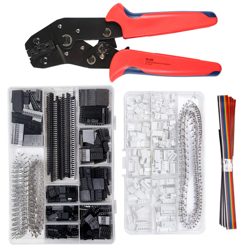 SN-28B 0.1-1mm² Crimping pliers tool set-1550pcs 2.54mm Dupont connectors and crimp pins，460pcs 2.54 mm JST-XH JST connector kit ► Photo 1/6