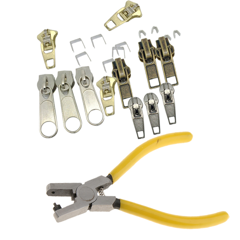 23x Mixed Zipper Repair Kit Zip Slider Stop Replacement Punching Pliers ► Photo 1/6