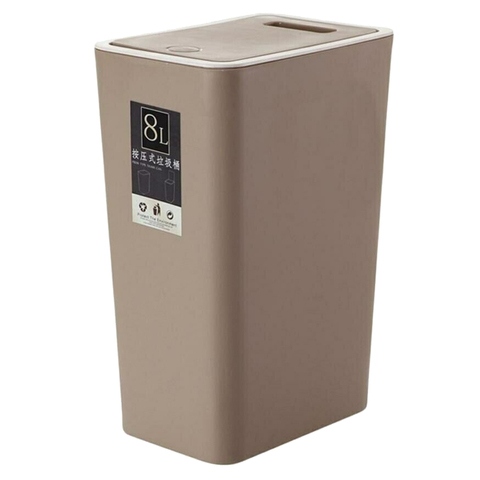 8L Plastic Trash Can Pressing Cover Home Kitchen Office Waste Bin B99 ► Photo 1/6