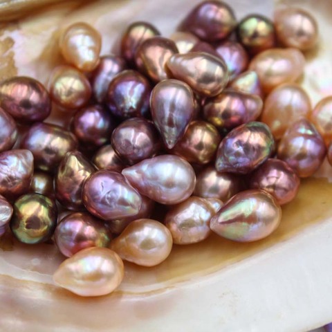 11-12MM 6Pcs (No Hole) 100% Natural Purple Baroque Round Freshwater Pearl Beads Charms Jewelry Loose Bead ► Photo 1/1