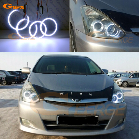 For TOYOTA WISH 2005 2006 2007 2008 2009 facelift Excellent Ultra bright COB led angel eyes kit halo rings ► Photo 1/6