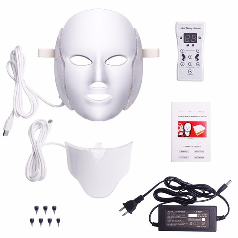 7Colors LED Light Facial Mask With Neck Skin Rejuvenation Face Care Photon Therapy Anti Acne Brighten Skin Tighten Beauty Device ► Photo 1/6