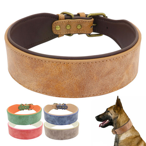 Wide Leather Dog Collar Padded Pet Collars Dog Collar for Medium Large Dogs Pitbull Bulldog German Shepherd 2XL ► Photo 1/6
