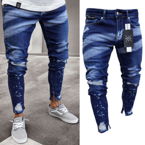 Luxury Embroidered Jeans Men Spliced Snowflake Printed Pants