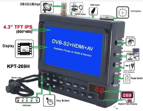 KPT-269H DVB-S2 SatelliteFinder Full HD Digital Satellite TV Receiver Finder Meter MPEG-4 Modulator HDM1 DVB-S Satellite Finder ► Photo 1/5