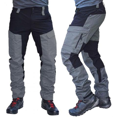 Men Fashion Color Block Multi Pockets Sports Long Cargo Pants Work Trousers Men's Tactical Work Out Quick Dry Pants ► Photo 1/6