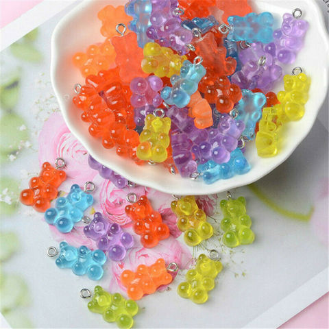 50Pcs Cute Gummy Bear Pendant Charms for Necklace Bracelet