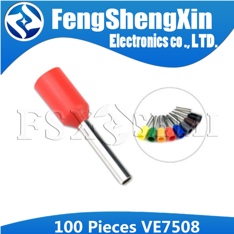 100pcs E7508 VE7508 Tubular Wire Cold Pressure Connector Electrical Terminals Cable Crimps Wire Ferrules For 0.75mm ► Photo 1/1