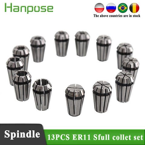 Free shipping Top standard quality ER11 collet set 13pcs from 1 mm to 7 mm for CNC Milling Lathe Tool 1-7mm Tool Spindle motor ► Photo 1/6