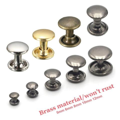 100pcs Brass Material Round Double Cap Rivets Stud Punk Collision Rock Leathercraft Shoe Bag Belt Garment Bracelet Accessories ► Photo 1/6