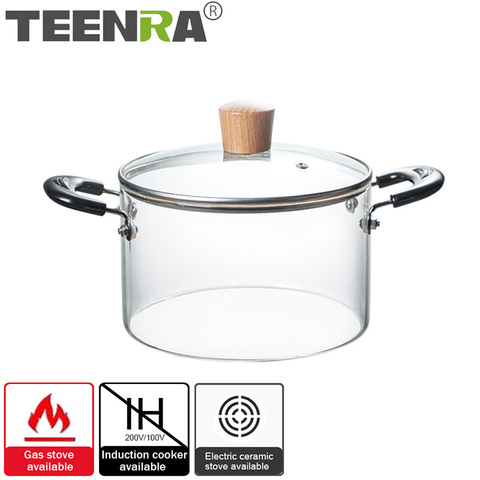 Buy Online Teenra 2l Household Glass Cooking Pot Heat Resistant Soup Pot Transparent Salad Instant Noodle Bowl Kitchen Cookware Saucepan Alitools