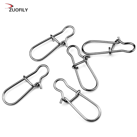 50pcs/bag Stainless Steel Hook Fast Clip Lock Snap Swivel Solid Rings Safety Snaps Fishing Hook Connector ► Photo 1/6