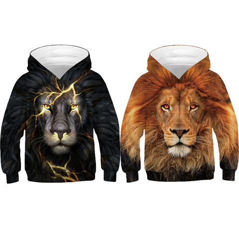 3D Lion 4-12 Years Boys Hoodies Teens Autumn Hooded Sweatshirt For Kids Children Clothes Long Sleeve Pullover Tops Coat ► Photo 1/6
