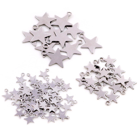 30pc/lot 17x14mm/10x8mm/6x8mm Charms 316 Stainless Steel five-pointed star Cute for necklace pendant charms diy jewelry making ► Photo 1/4