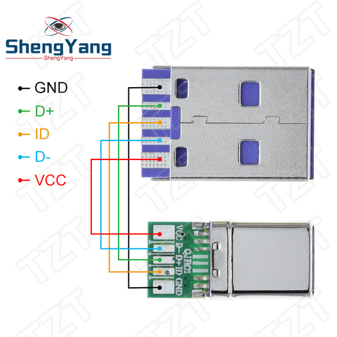 1Set Fast Charge Type-C USB 65W 5A  Male Connector Welding With 5Pin PCB + Type A Male 6 Pin USB DIY OTG Data Charge DIY KIT ► Photo 1/6
