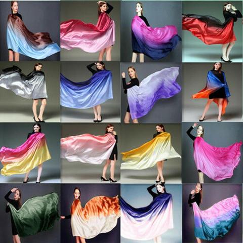 100*190cm Colorful Gradient Women Silk Scarf Shawl Belly Dance Waving Scarf Veil ► Photo 1/6