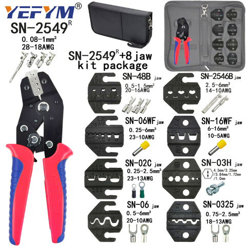 Crimping Pliers SN-2549 8 Jaw Kit Package for 2.8 4.8 XH2.54 3.96 2510/tube/insuated Terminals Electrical Clamp Mini Tools ► Photo 1/6