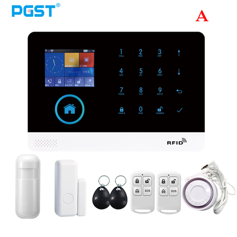 PGST 103 2.4-inch Screen WIFI GSM Home Bulgar Security System 433MHz APP Control RFID Card with PIR Motion Detector Door Sensor ► Photo 1/6