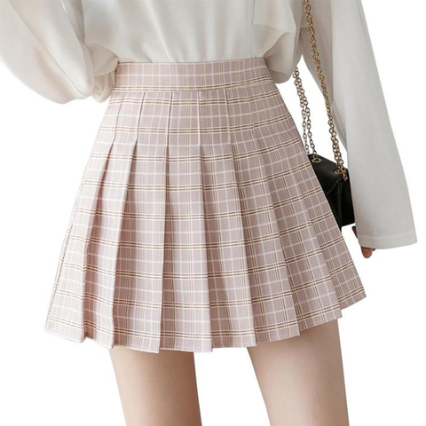 XS-2XL New summer women skirt high waist pleated plaid skirts female cute sweet girls dance mini skirt mujer ► Photo 1/6