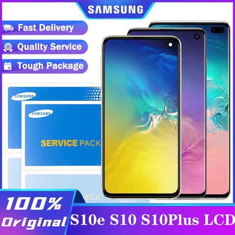 Original Super AMOLED S10 Display with frame for SAMSUNG Galaxy S10e LCD S10 Plus S10+ Touch Screen Digitizer Assembly ► Photo 1/6